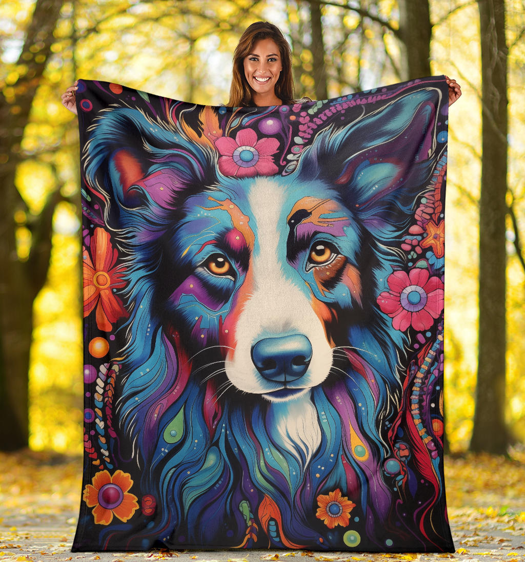 Australian Shepherd Blanket, Australian Shepherd Trippy Psychedelics Blanket, Australian Shepherd Gifts, Australian Shepherd Throw Blanket