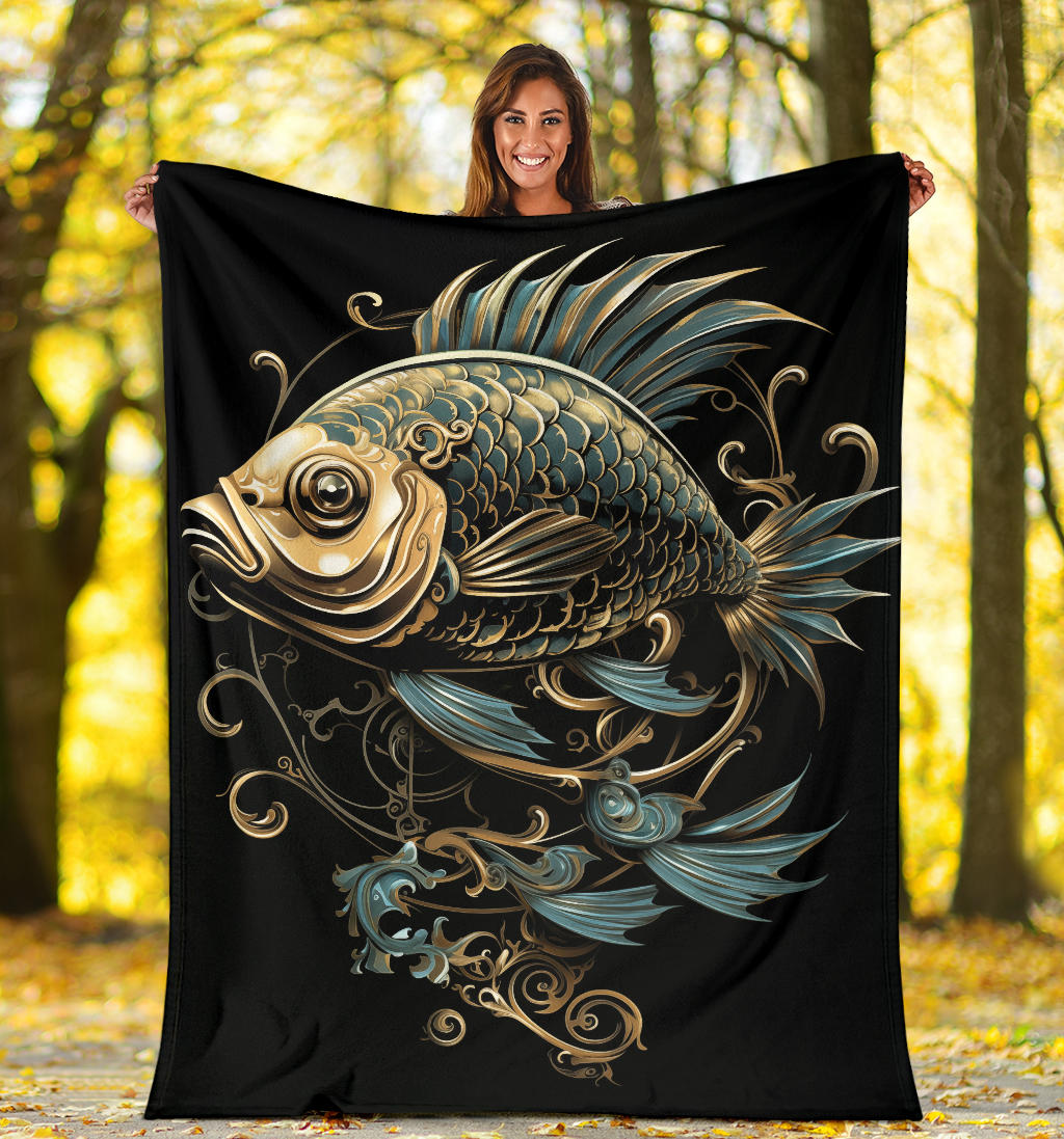 Fish Zodiac Blanket, Pisces Zodiac Gifts, Fish Zodiac Throw Blanket, Fish Zodiac Sign Fleece Blanket