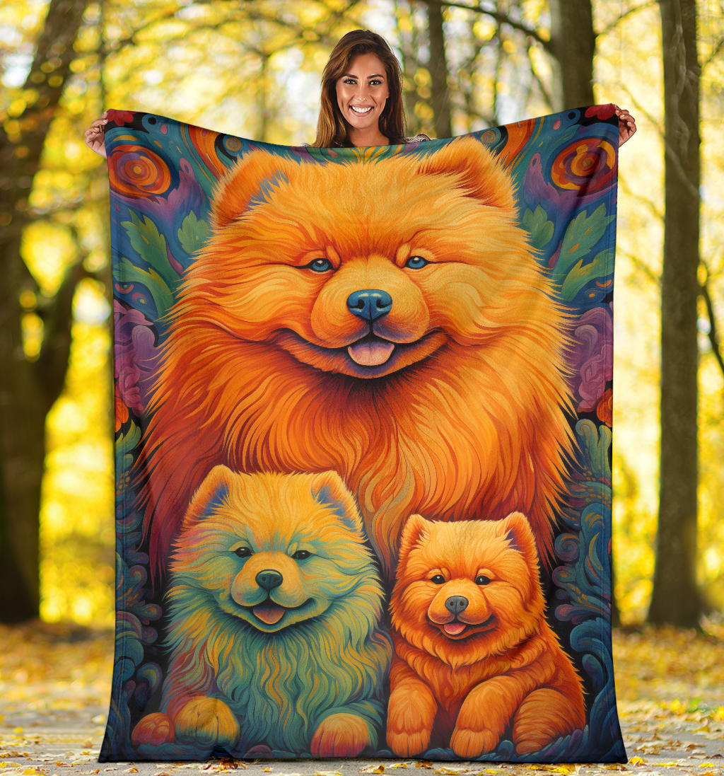 Chow Chow Blanket, Trippy Psychedelics Chow Chow Fleece Blanket, Chow Chow Throw Blanket, Chow Chow Gifts