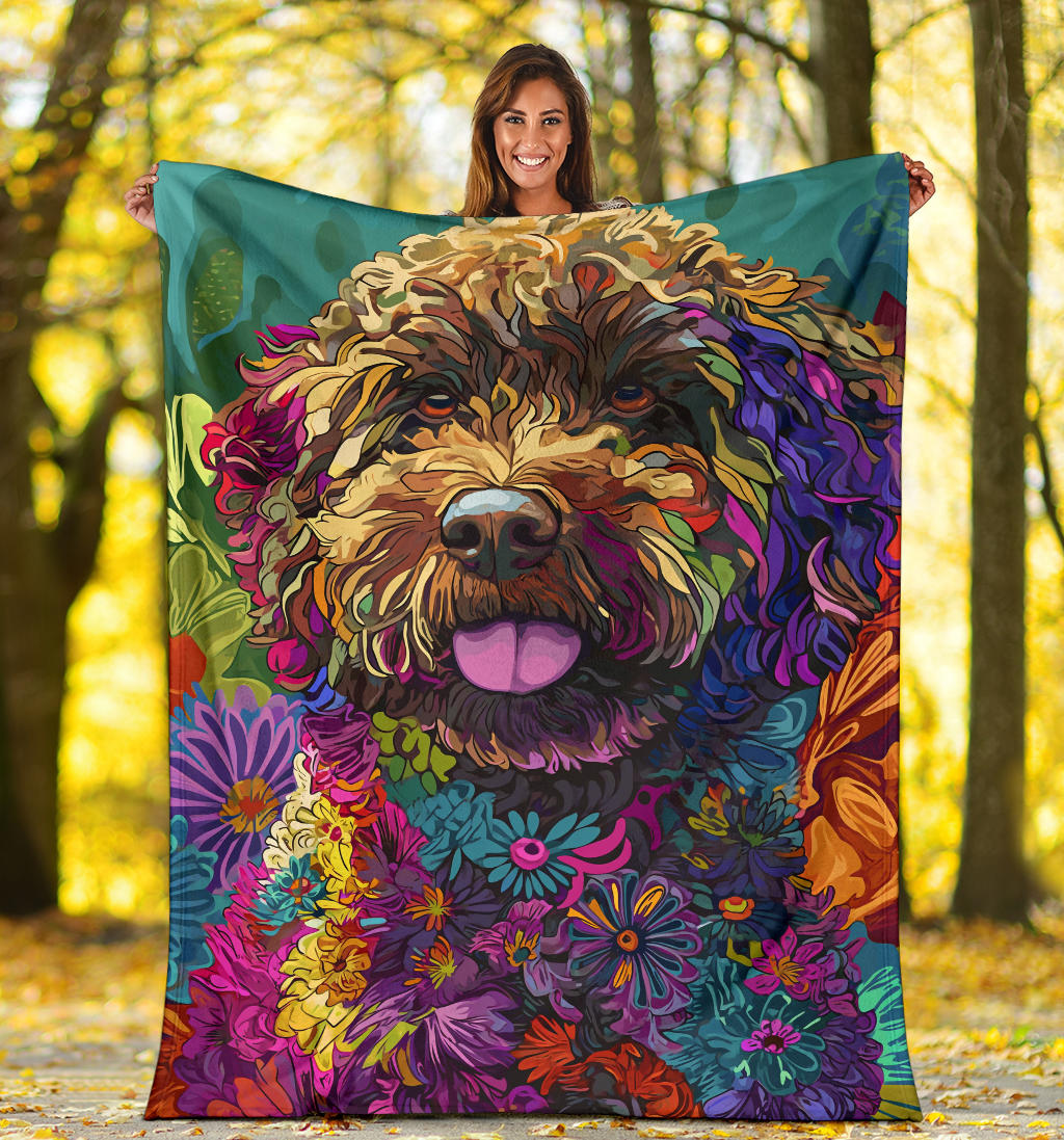 Lagotto Romagnolo Dog Blanket, Trippy Psychedelics Lagotto Romagnolo Dog Fleece Blanket, Lagotto Romagnolo Dog Throw Blanket, Lagotto Romagnolo Dog Gifts