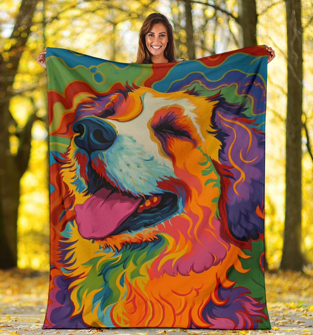 Kuvasz Dog Blanket, Trippy Psychedelics Kuvasz Dog Fleece Blanket, Kuvasz Dog Throw Blanket, Kuvasz Dog Gifts