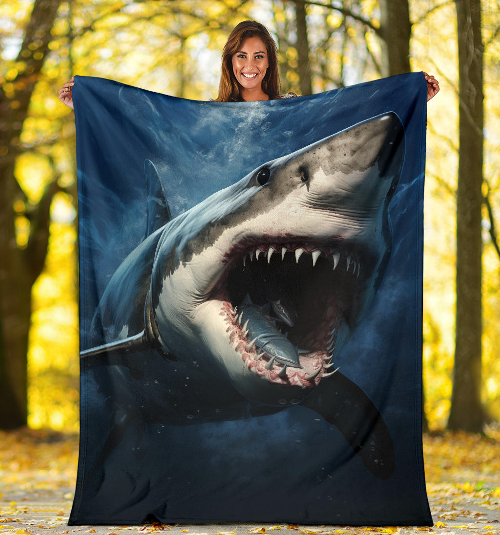 Great White Shark Blanket, Shark Throw Blanket, Shark Fleece Blanket, Shark Gifts, Custom Shark Blanket