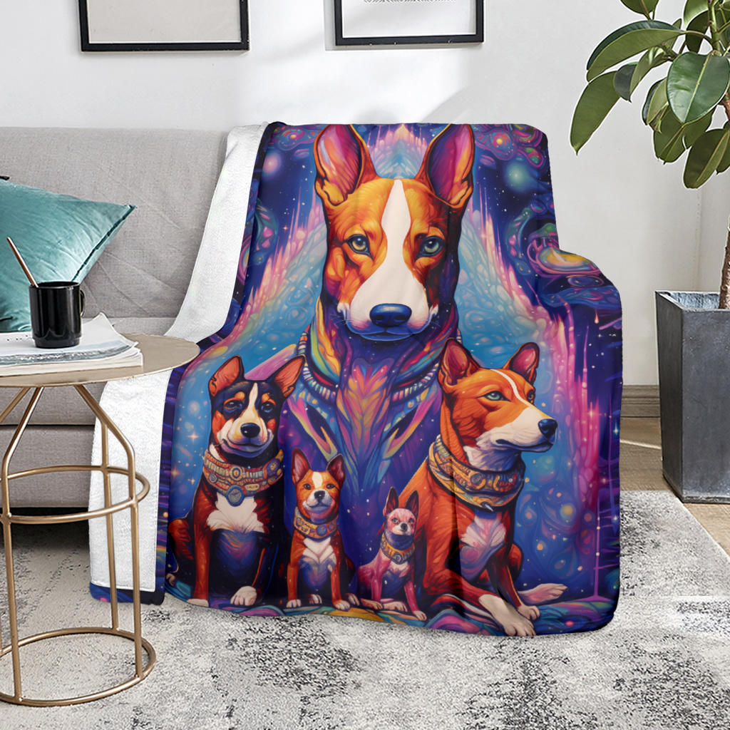 Basenji Blanket, Trippy Psychedelics Basenji Fleece Blanket, Basenji Throw Blanket, Basenji Gifts