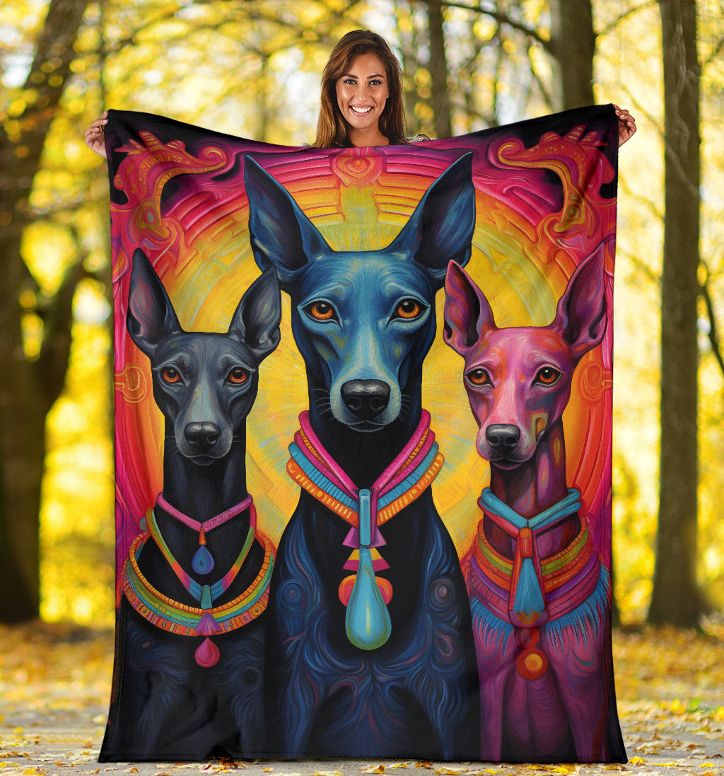 Xoloitzcuintli Blanket, Trippy Psychedelics Xoloitzcuintli Fleece Blanket, Xoloitzcuintli Throw Blanket, Xoloitzcuintli Gifts