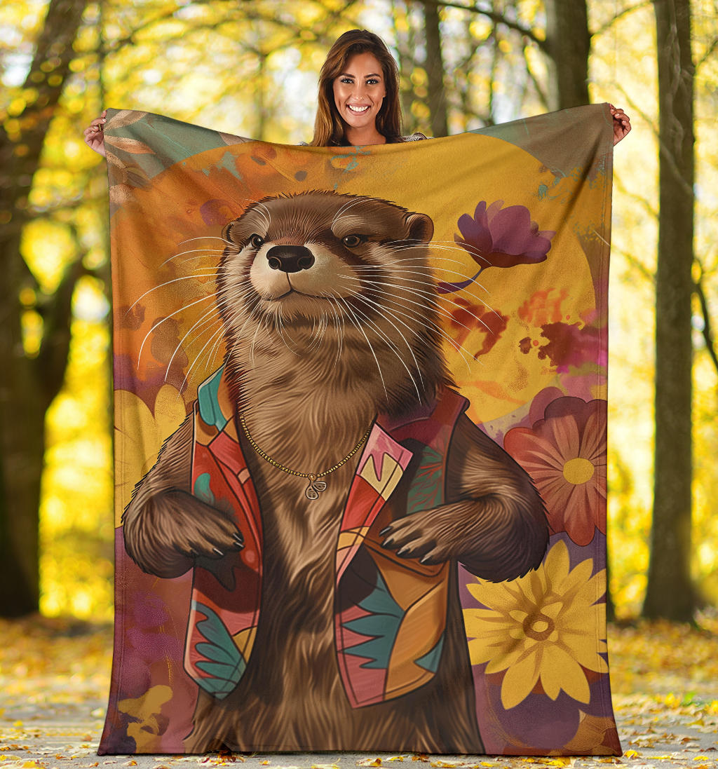 Otter Blanket, Trippy Psychedelics Otter Fleece Blanket, Otter Throw Blanket, Otter Gifts