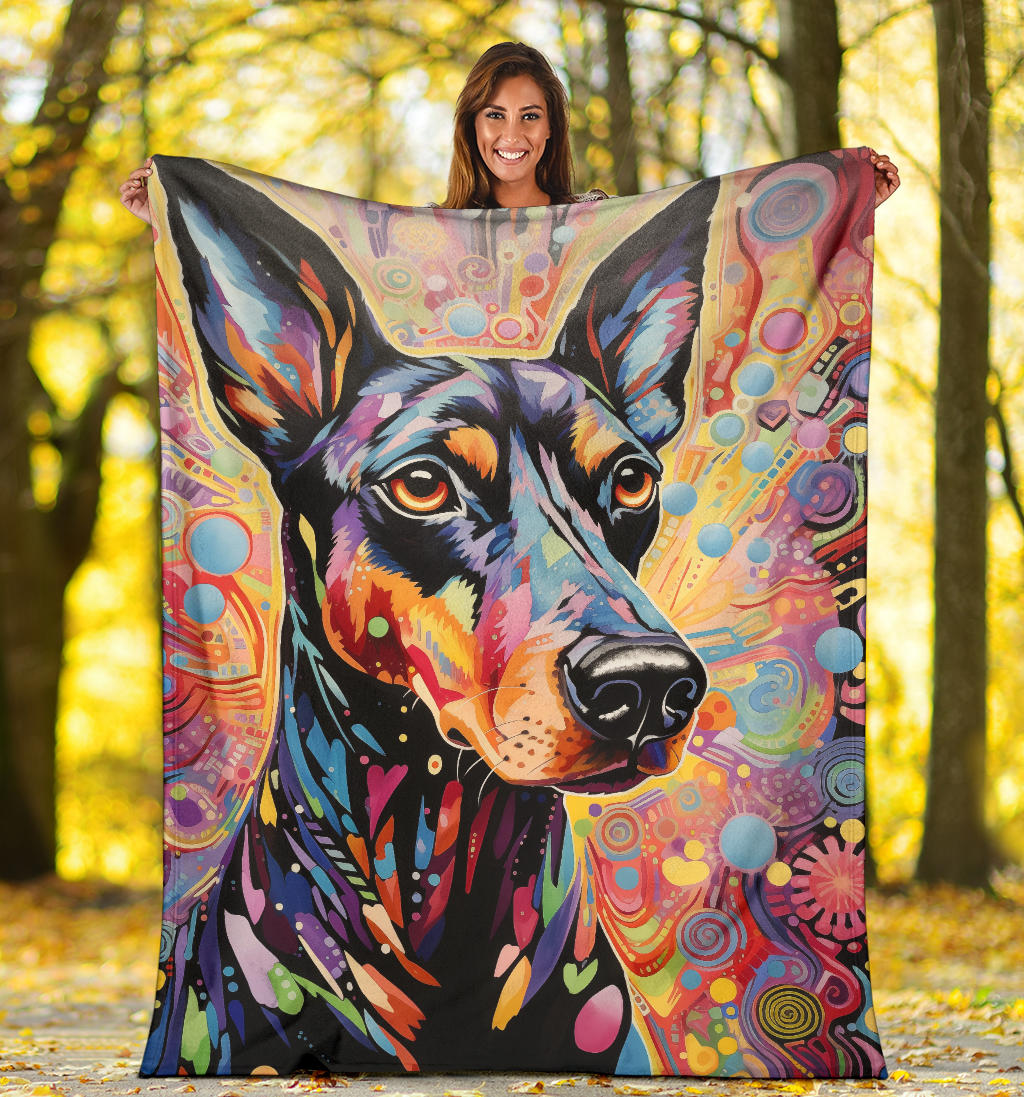 Trippy Psychedelics Doberman Pinscher Blanket, Doberman Pinscher Throw Blanket, Doberman Pinscher Fleece Blanket, Doberman Pinscher Gifts