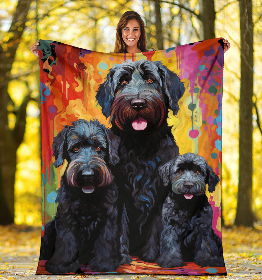 Black Russian Terrier Blanket, Trippy Psychedelics Black Russian Terrier Fleece Blanket, Black Russian Terrier Throw Blanket, Black Russian Terrier Gifts