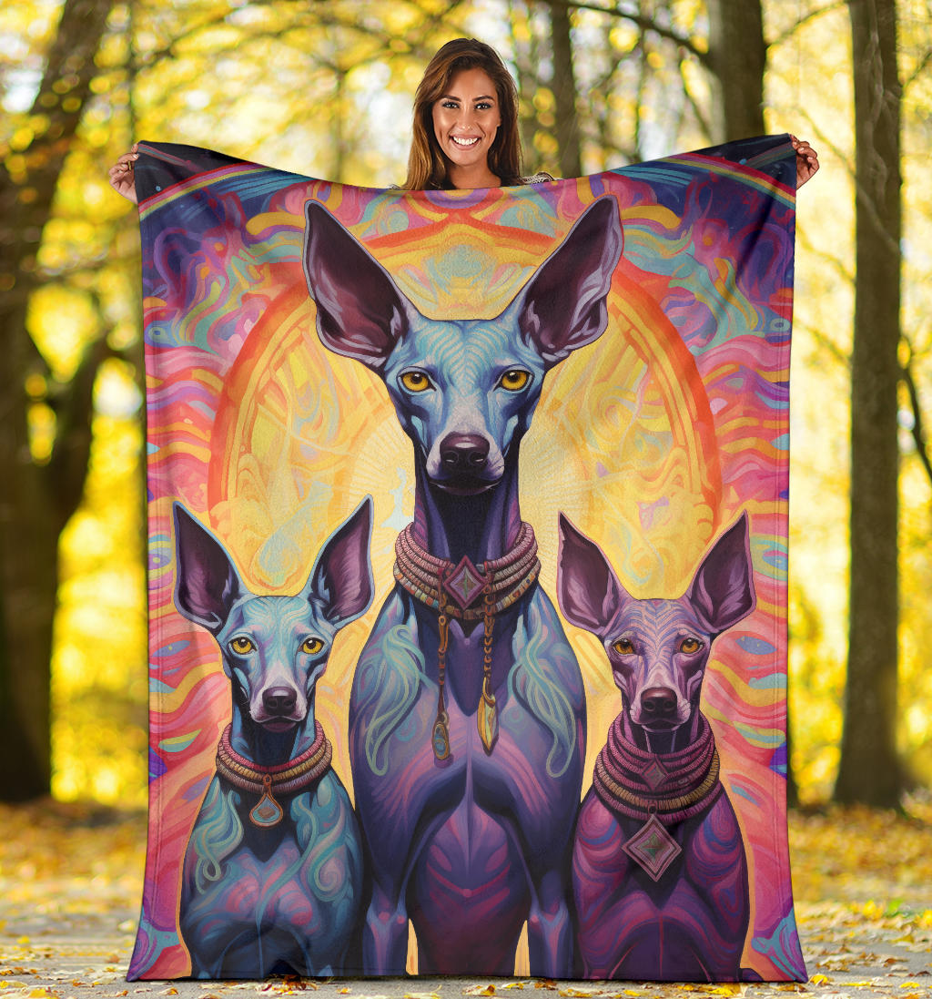 Xoloitzcuintli Blanket, Trippy Psychedelics Xoloitzcuintli Fleece Blanket, Xoloitzcuintli Throw Blanket, Xoloitzcuintli Gifts