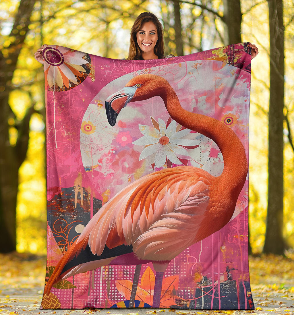 Flamingo Blanket, Trippy Psychedelics Flamingo Fleece Blanket, Flamingo Throw Blanket, Flamingo Gifts