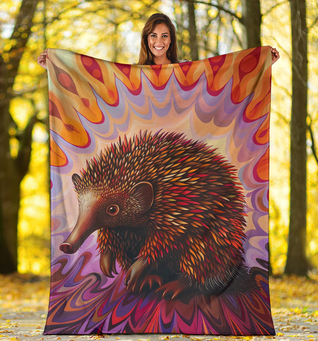 Echidna Blanket, Trippy Psychedelics Echidna Fleece Blanket, Echidna Throw Blanket, Echidna Gifts