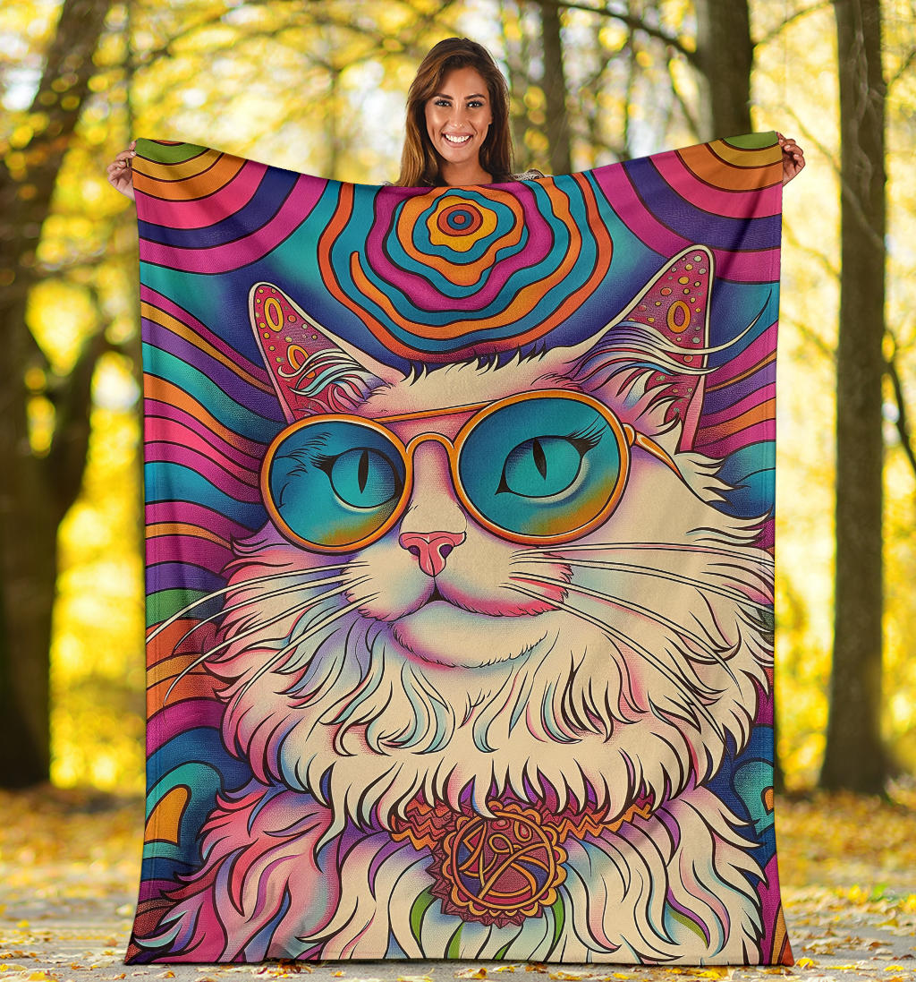 Ragdoll Cat Blanket, Trippy Psychedelics Ragdoll Cat Fleece Blanket, Ragdoll Cat Throw Blanket, Ragdoll Cat Gifts