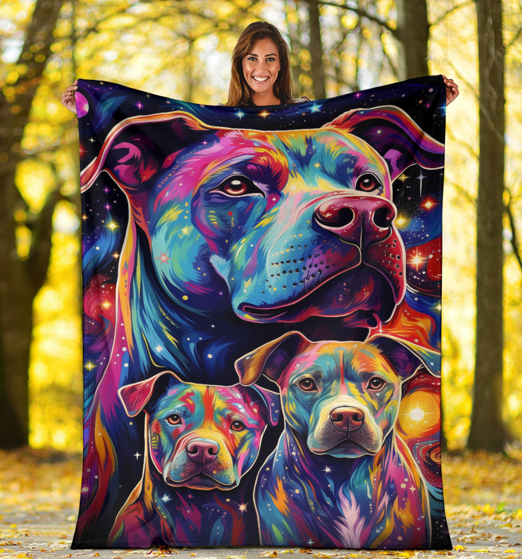 American Pit Bull Blanket, Trippy Psychedelics American Pit Bull Fleece Blanket, American Pit Bull Throw Blanket, American Pit Bull Gifts