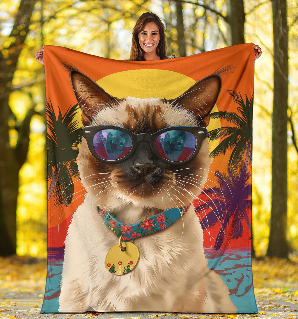 Balinese cat Blanket, Trippy Psychedelics Balinese cat Fleece Blanket, Balinese cat Throw Blanket, Balinese cat Gifts