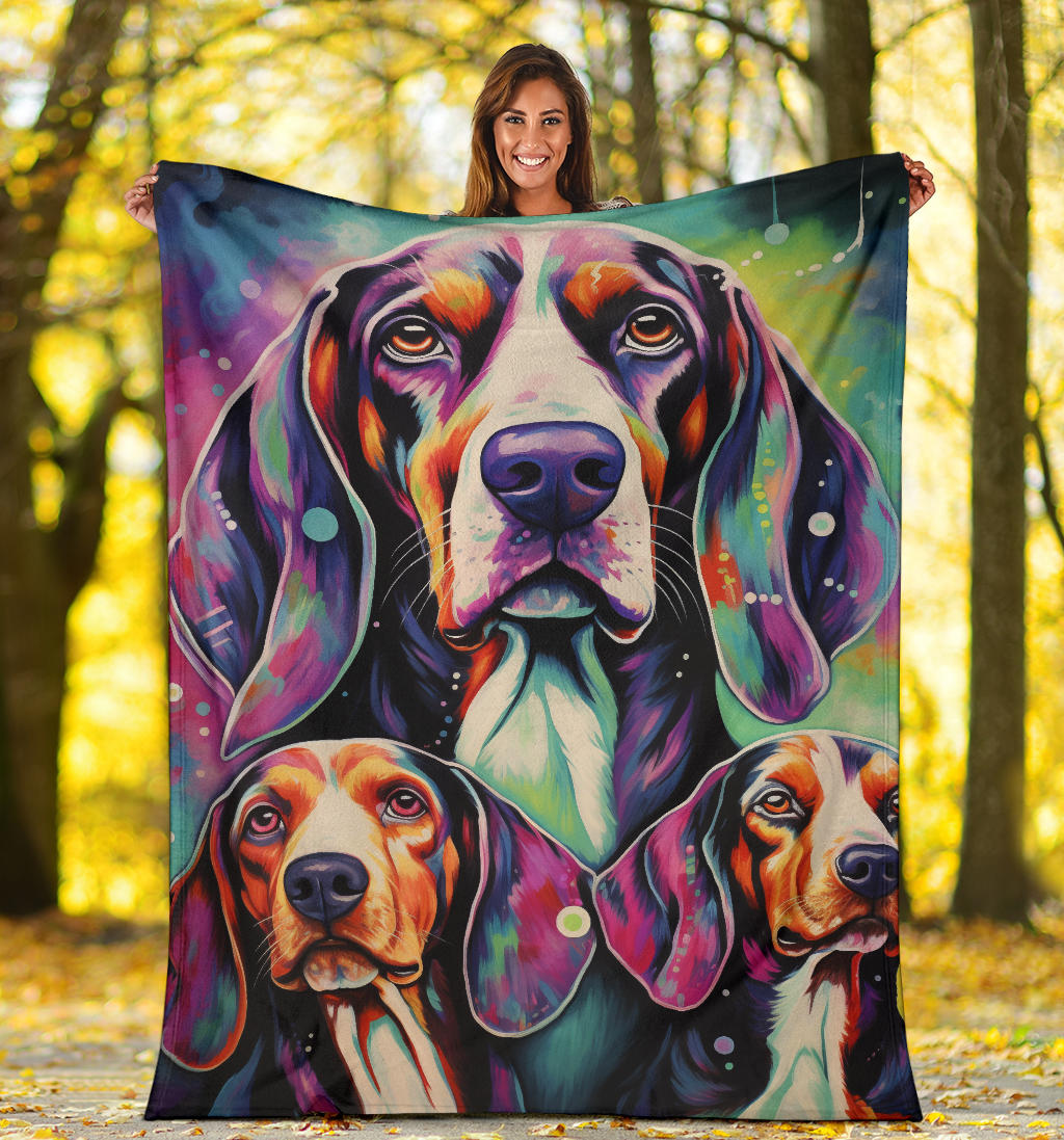 Treeing Walker Coonhound Blanket, Trippy Psychedelics Treeing Walker Coonhound Fleece Blanket, Treeing Walker Coonhound Throw Blanket, Treeing Walker Coonhound Gifts