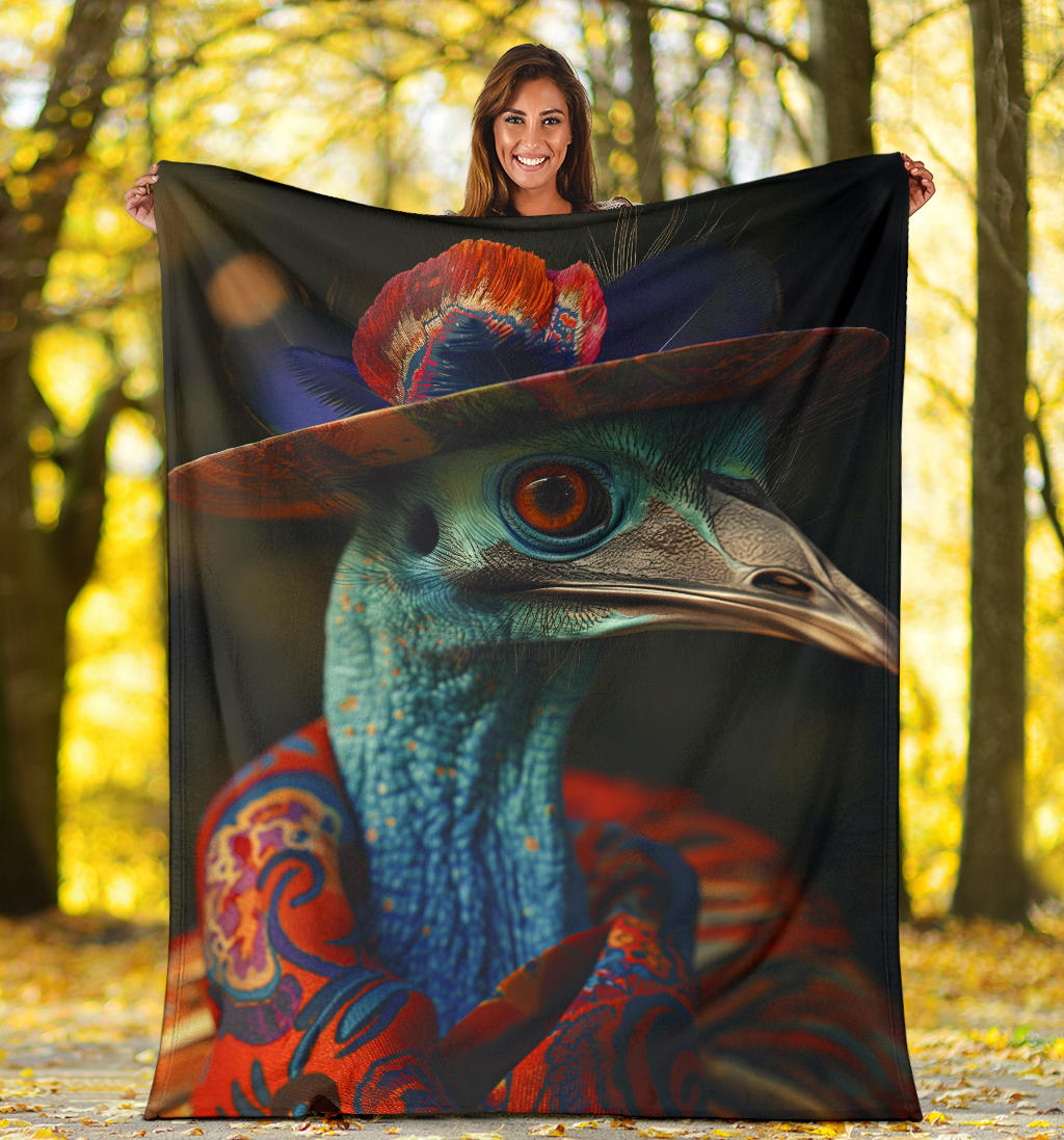 Cassowary Blanket, Trippy Psychedelics Cassowary Fleece Blanket, Cassowary Throw Blanket, Cassowary Gifts