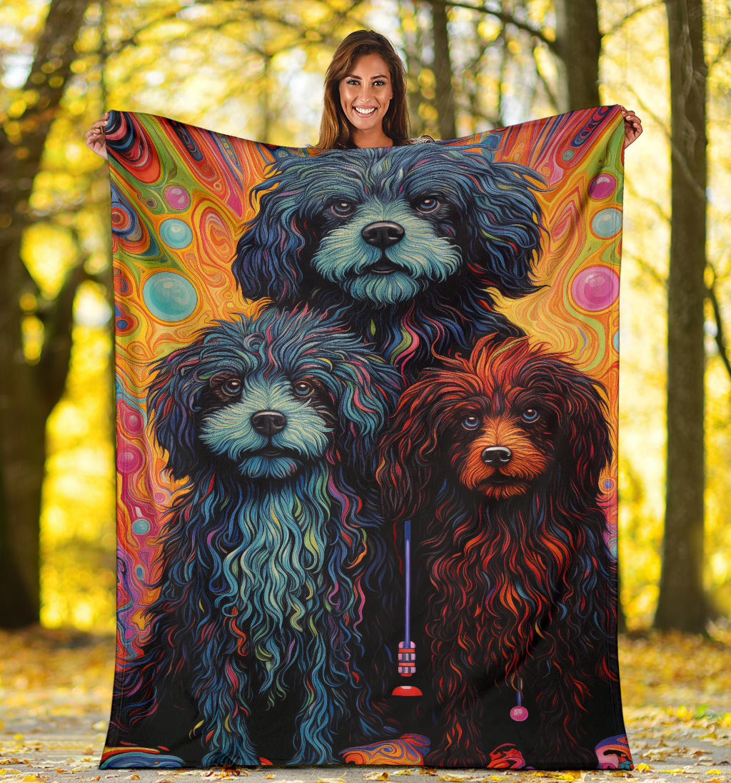 Puli Blanket, Trippy Psychedelics Puli Fleece Blanket, Puli Throw Blanket, Puli Gifts