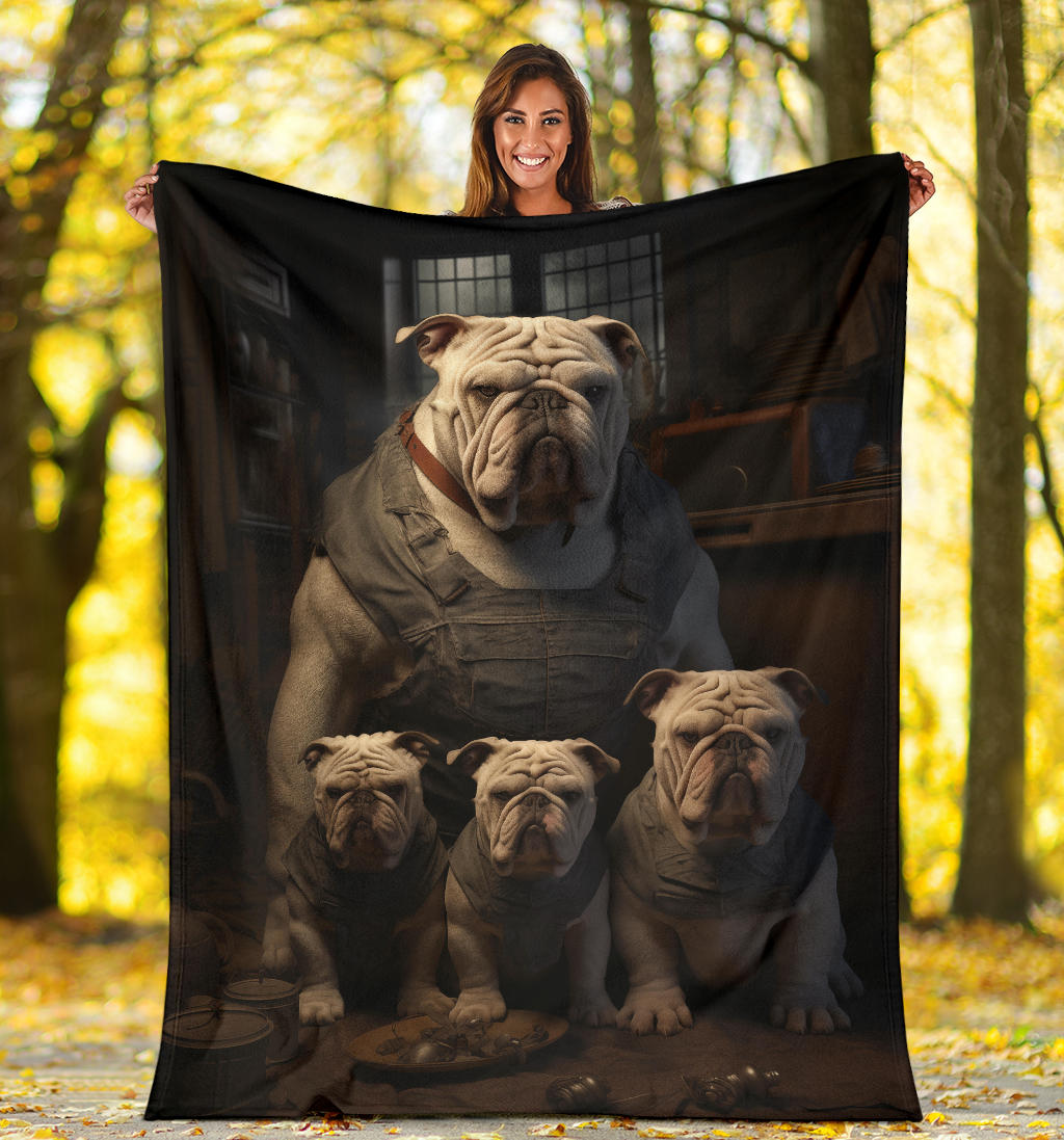 Bulldog Family Blanket, Bulldog Gifts, Bulldog Blanket, Bulldog Throw Blanket