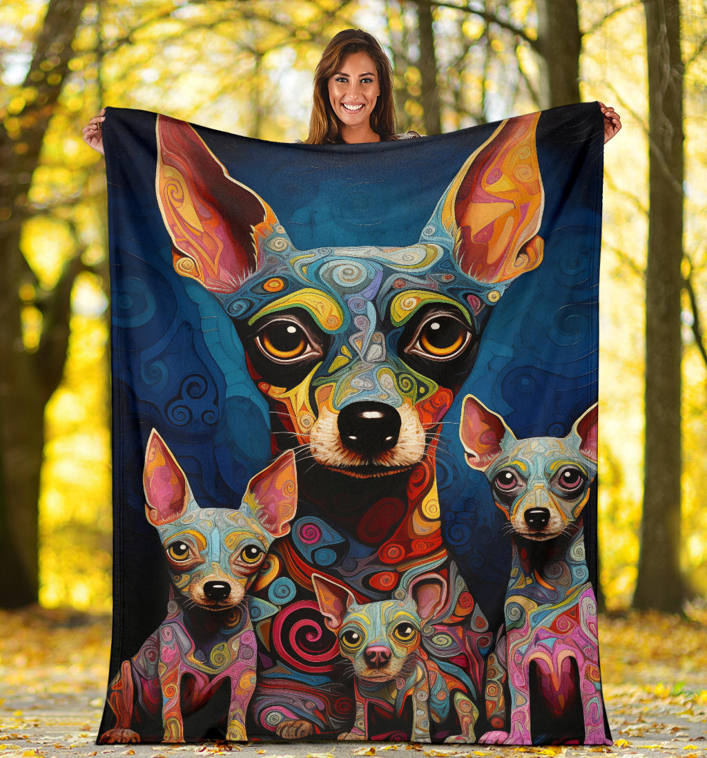 Rat Terrier Blanket, Trippy Psychedelics Rat Terrier Fleece Blanket, Rat Terrier Throw Blanket, Rat Terrier Gifts