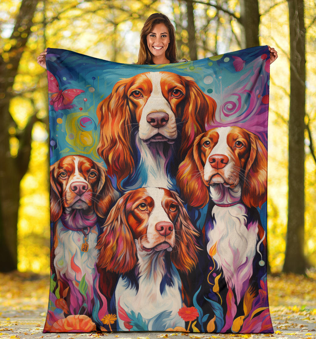 Welsh Springer Spaniel Blanket, Trippy Psychedelics Welsh Springer Spaniel Fleece Blanket, Welsh Springer Spaniel Throw Blanket, Welsh Springer Spaniel Gifts