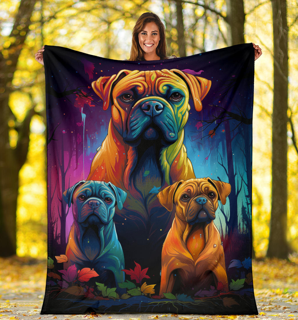 Bullmastiff Blanket, Trippy Psychedelics Bullmastiff Fleece Blanket, Bullmastiff Throw Blanket, Bullmastiff Gifts