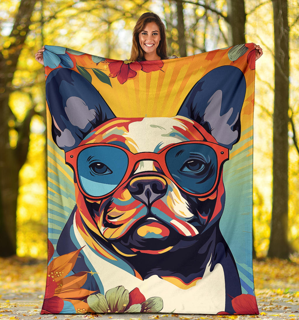 French Bulldog Blanket, Trippy Psychedelics French Bulldog Fleece Blanket, French Bulldog Throw Blanket, French Bulldog Gifts