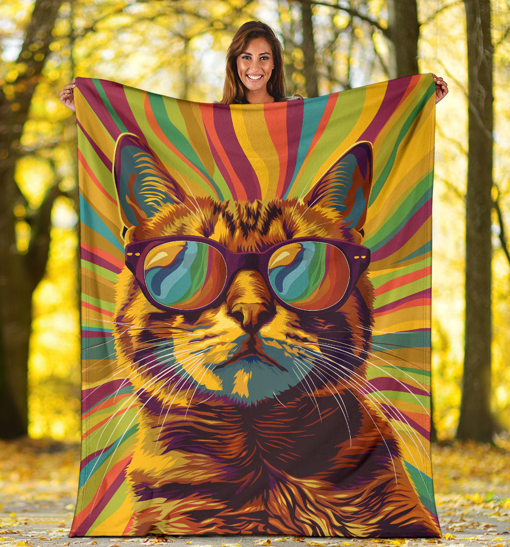 Bengal cat Blanket, Trippy Psychedelics Bengal cat Fleece Blanket, Bengal cat Throw Blanket, Bengal cat Gifts