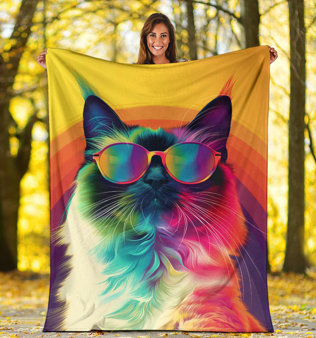 Birman cat Blanket, Trippy Psychedelics Birman cat Fleece Blanket, Birman cat Throw Blanket, Birman cat Gifts