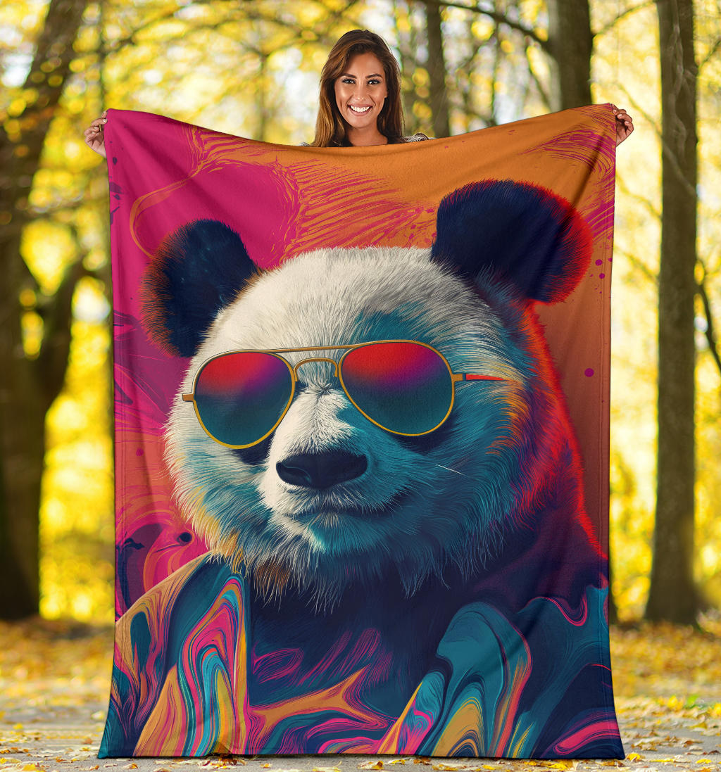 Panda Blanket, Trippy Psychedelics Panda Fleece Blanket, Panda Throw Blanket, Panda Gifts