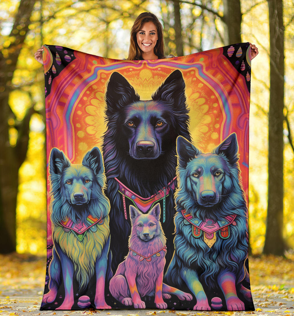 Belgian Tervuren Blanket, Trippy Psychedelics Belgian Tervuren Fleece Blanket, Belgian Tervuren Throw Blanket, Belgian Tervuren Gifts