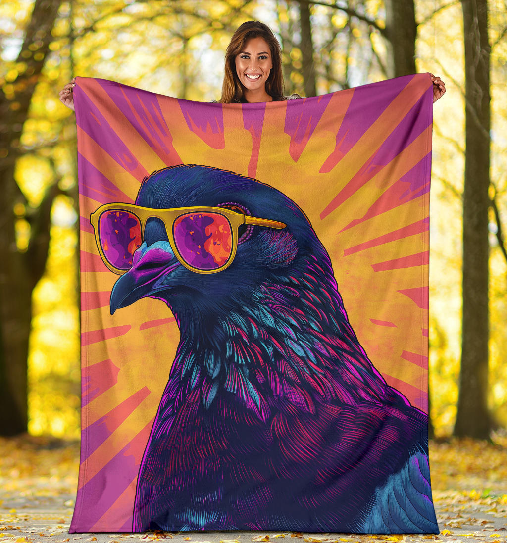 Pigeon Blanket, Trippy Psychedelics Pigeon Fleece Blanket, Pigeon Throw Blanket, Pigeon Gifts