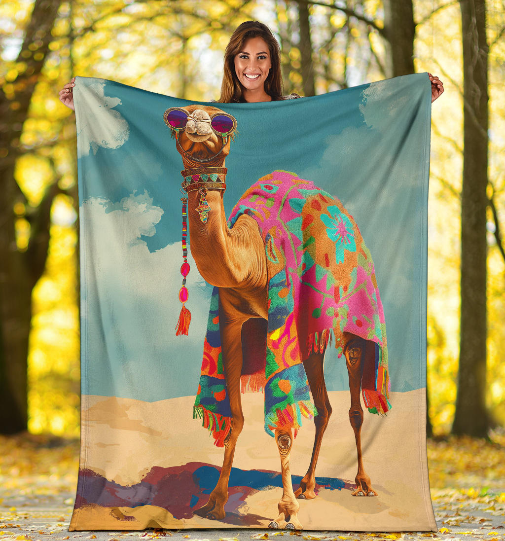 Camel Blanket, Trippy Psychedelics Camel Fleece Blanket, Camel Throw Blanket, Camel Gifts