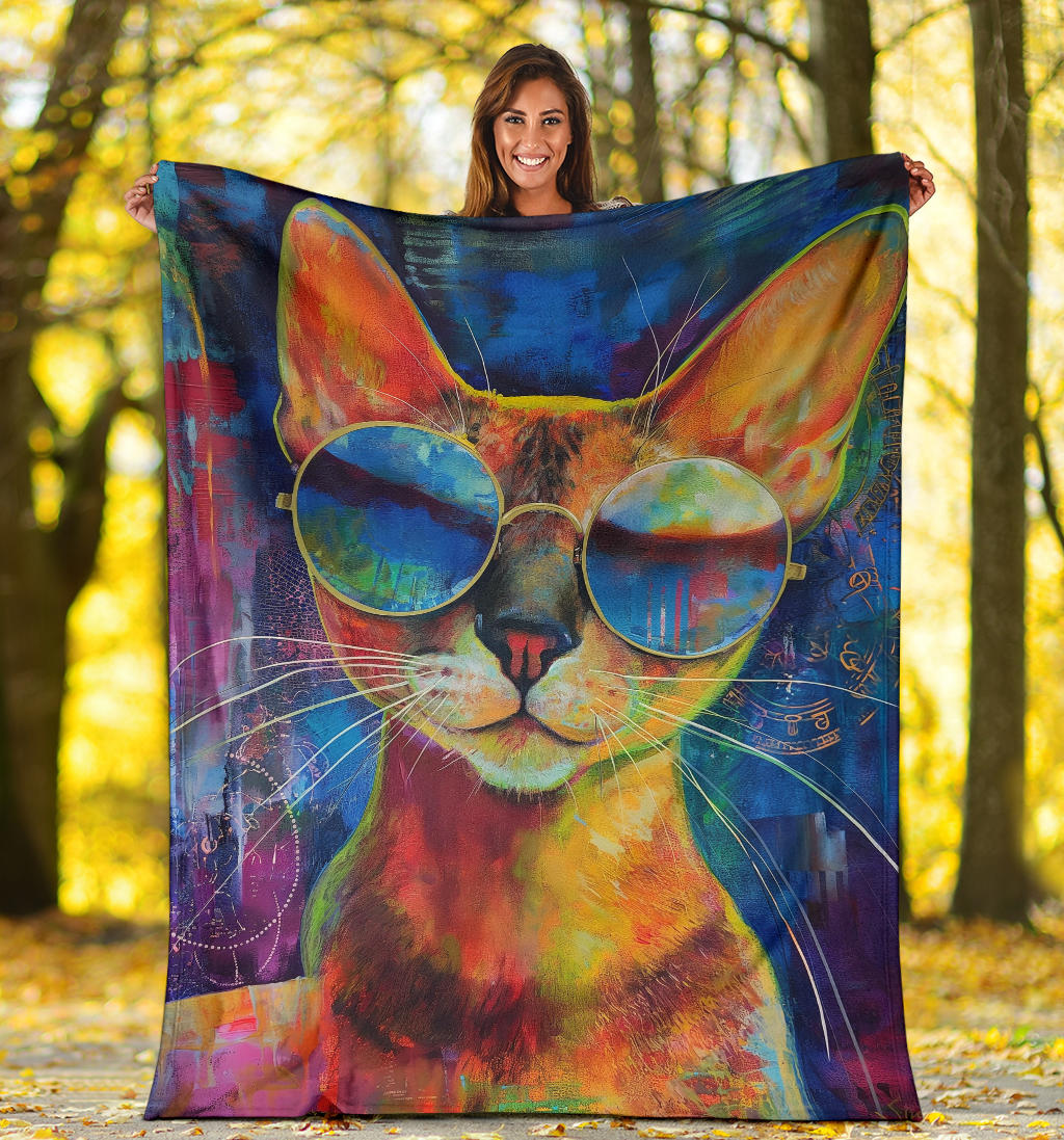 Abyssinian cat Blanket, Trippy Psychedelics Abyssinian cat Fleece Blanket, Abyssinian cat Throw Blanket, Abyssinian cat Gifts