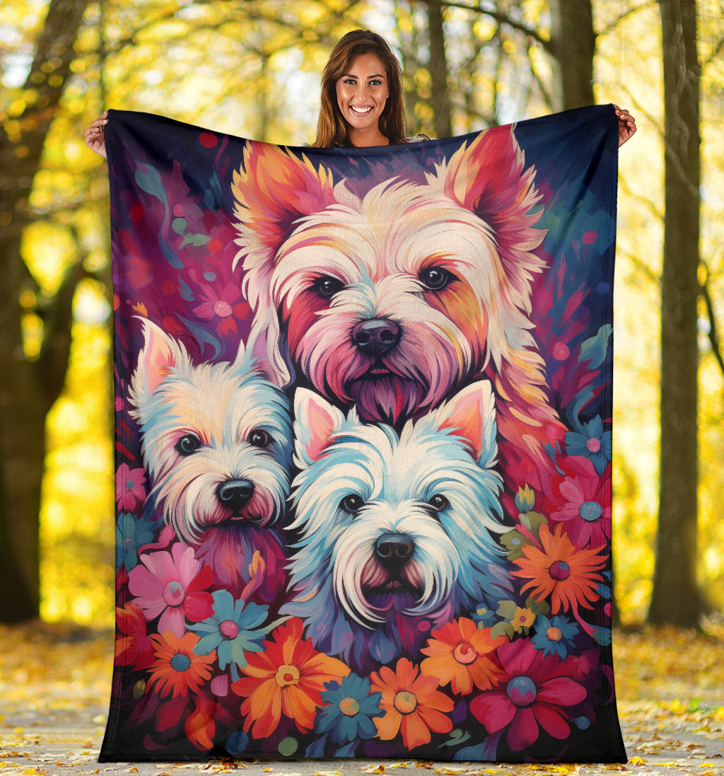 West Highland White Terrier Blanket, Trippy Psychedelics West Highland White Terrier Fleece Blanket, West Highland White Terrier Throw Blanket, West Highland White Terrier Gifts