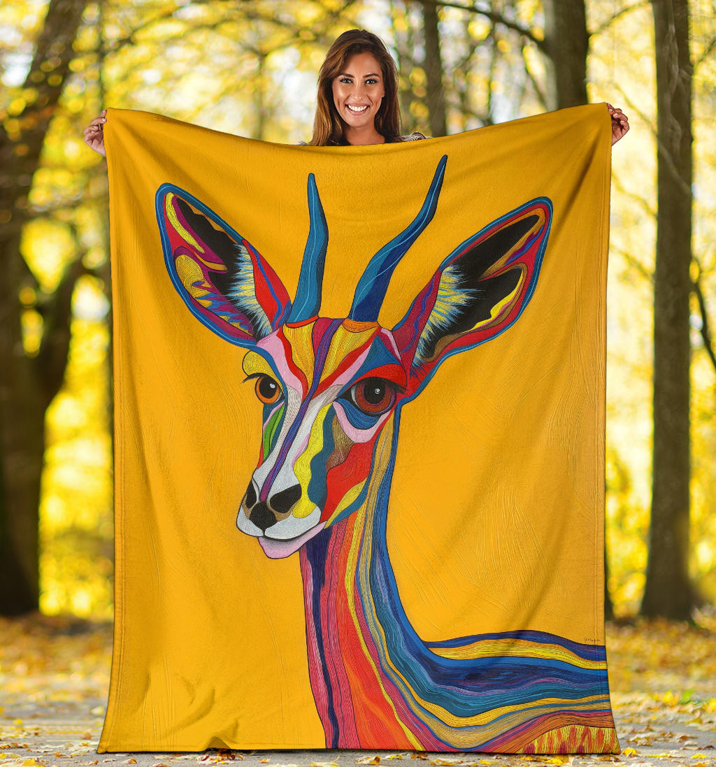 Gazelle animal Blanket, Trippy Psychedelics Gazelle animal Fleece Blanket, Gazelle animal Throw Blanket, Gazelle animal Gifts