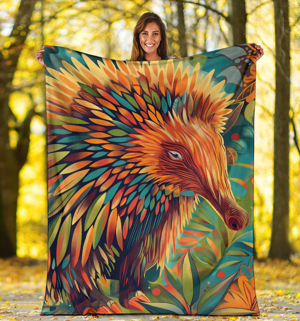 Echidna Blanket, Trippy Psychedelics Echidna Fleece Blanket, Echidna Throw Blanket, Echidna Gifts