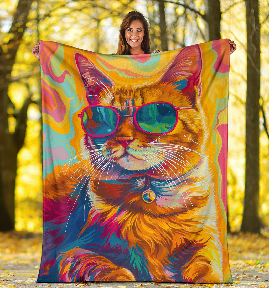 American Bobtail cat Blanket, Trippy Psychedelics American Bobtail cat Fleece Blanket, American Bobtail cat Throw Blanket, American Bobtail cat Gifts