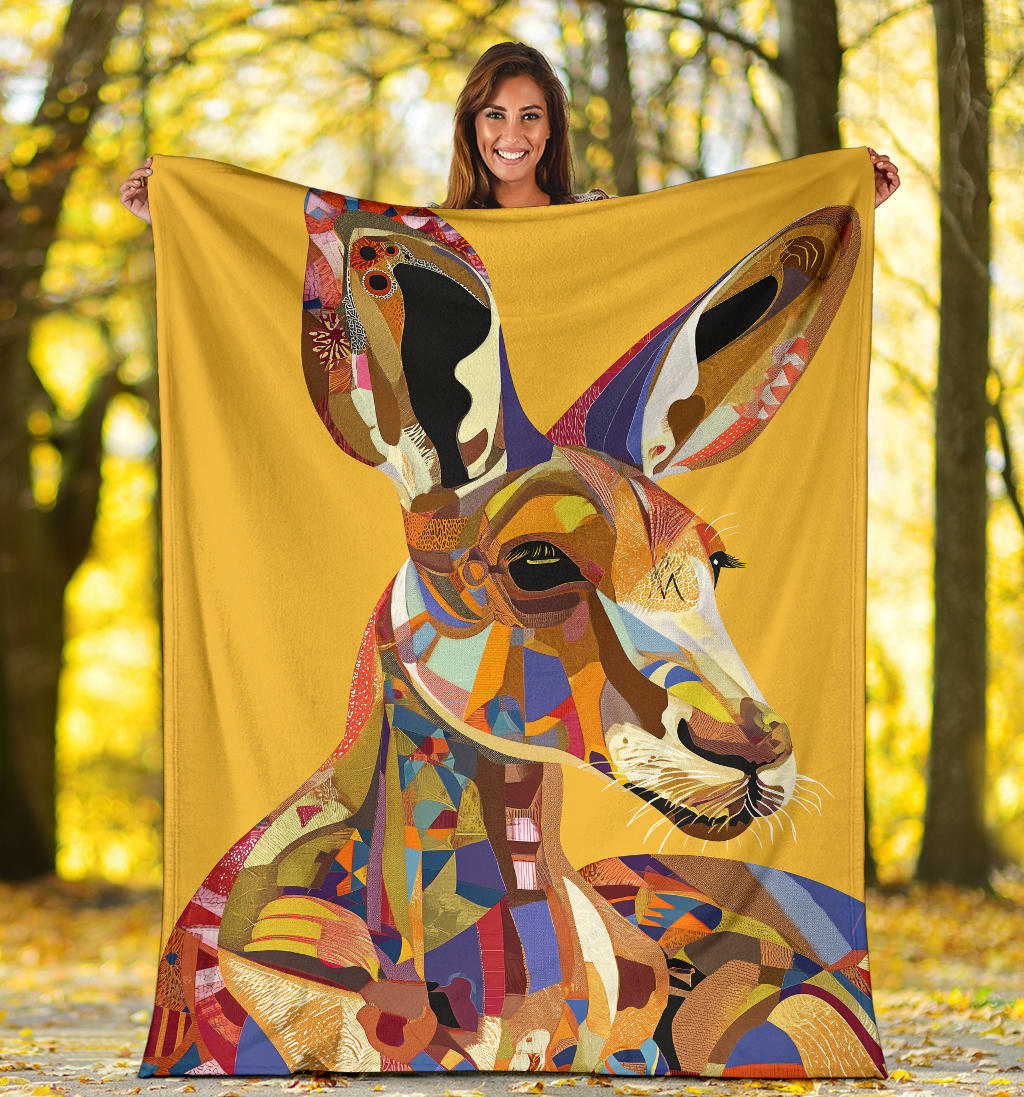 Kangaroo Blanket, Trippy Psychedelics Kangaroo Fleece Blanket, Kangaroo Throw Blanket, Kangaroo Gifts