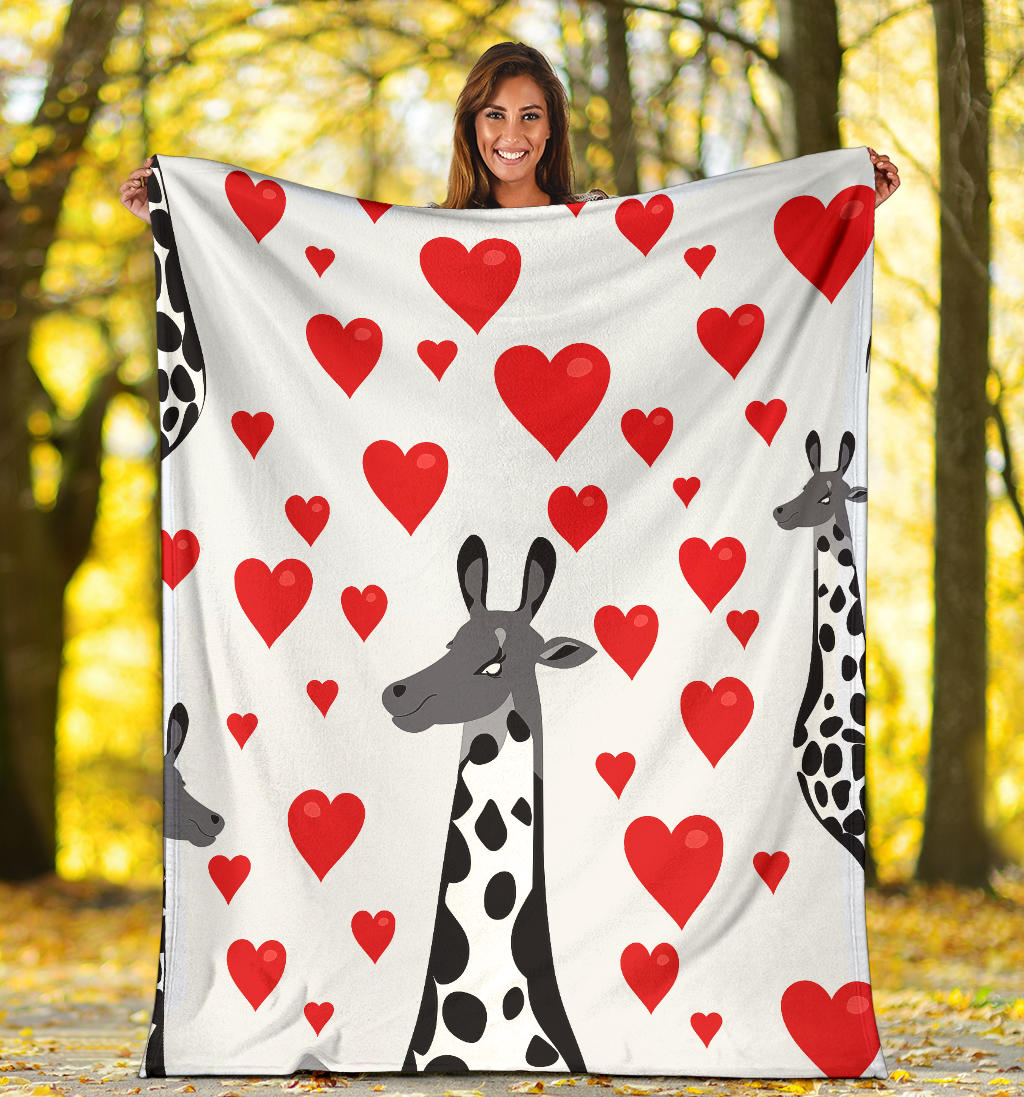 Giraffe Hearts Blanket, Giraffe Throw Blanket