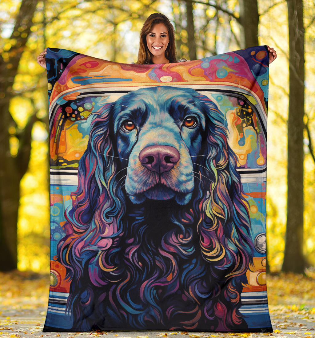 Cocker Spaniel Blanket, Cocker Spaniel Trippy Psychedelics Blanket, Cocker Spaniel Gifts, Cocker Spaniel Throw Blanket