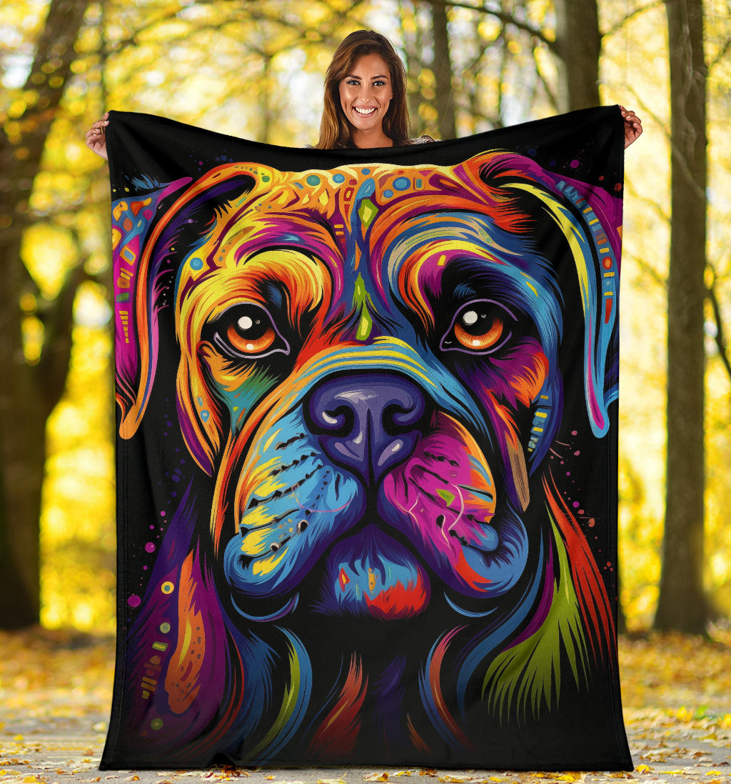 Bullmastiff Blanket, Trippy Psychedelics Bullmastiff Fleece Blanket, Bullmastiff Throw Blanket, Bullmastiff Gifts