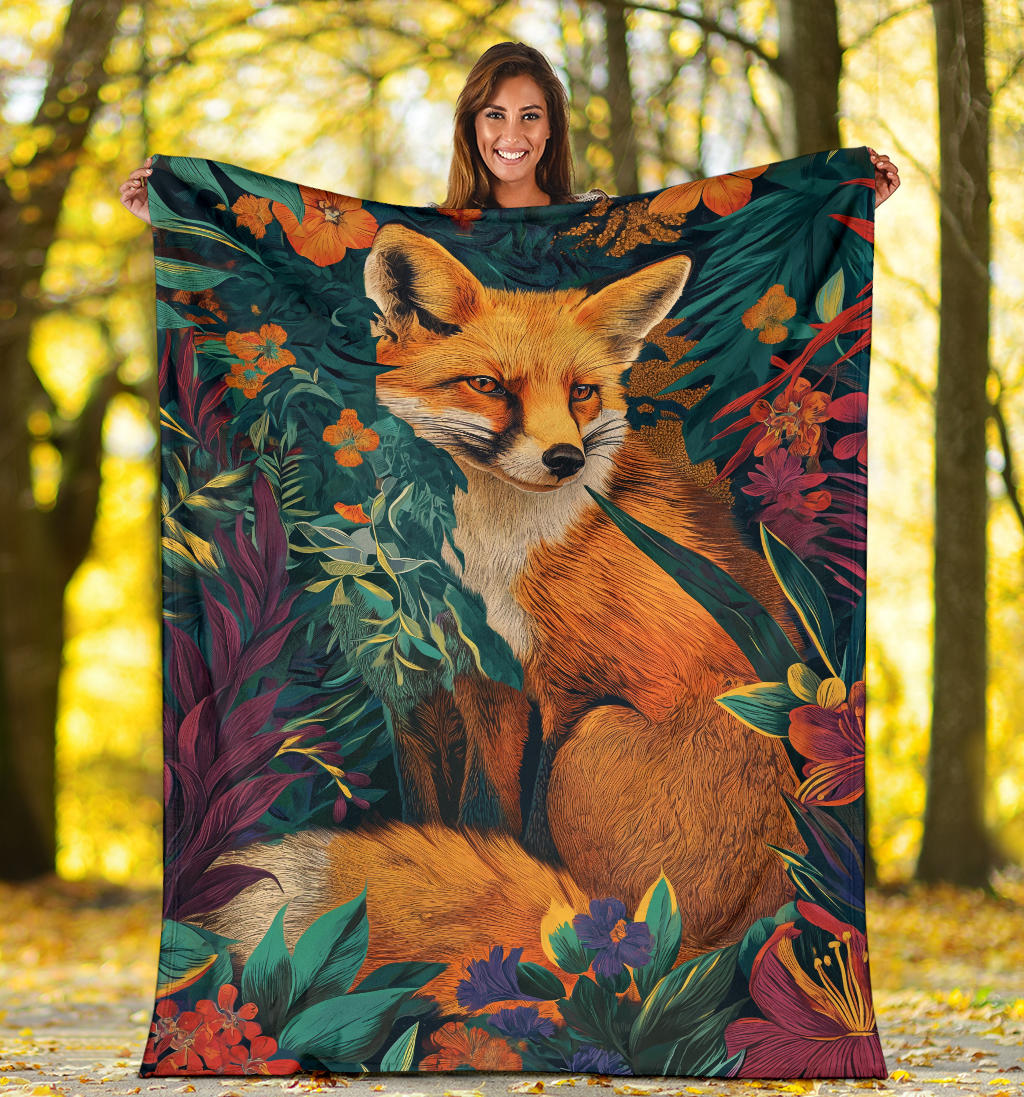 Fox Blanket, Trippy Psychedelics Fox Fleece Blanket, Fox Throw Blanket, Fox Gifts