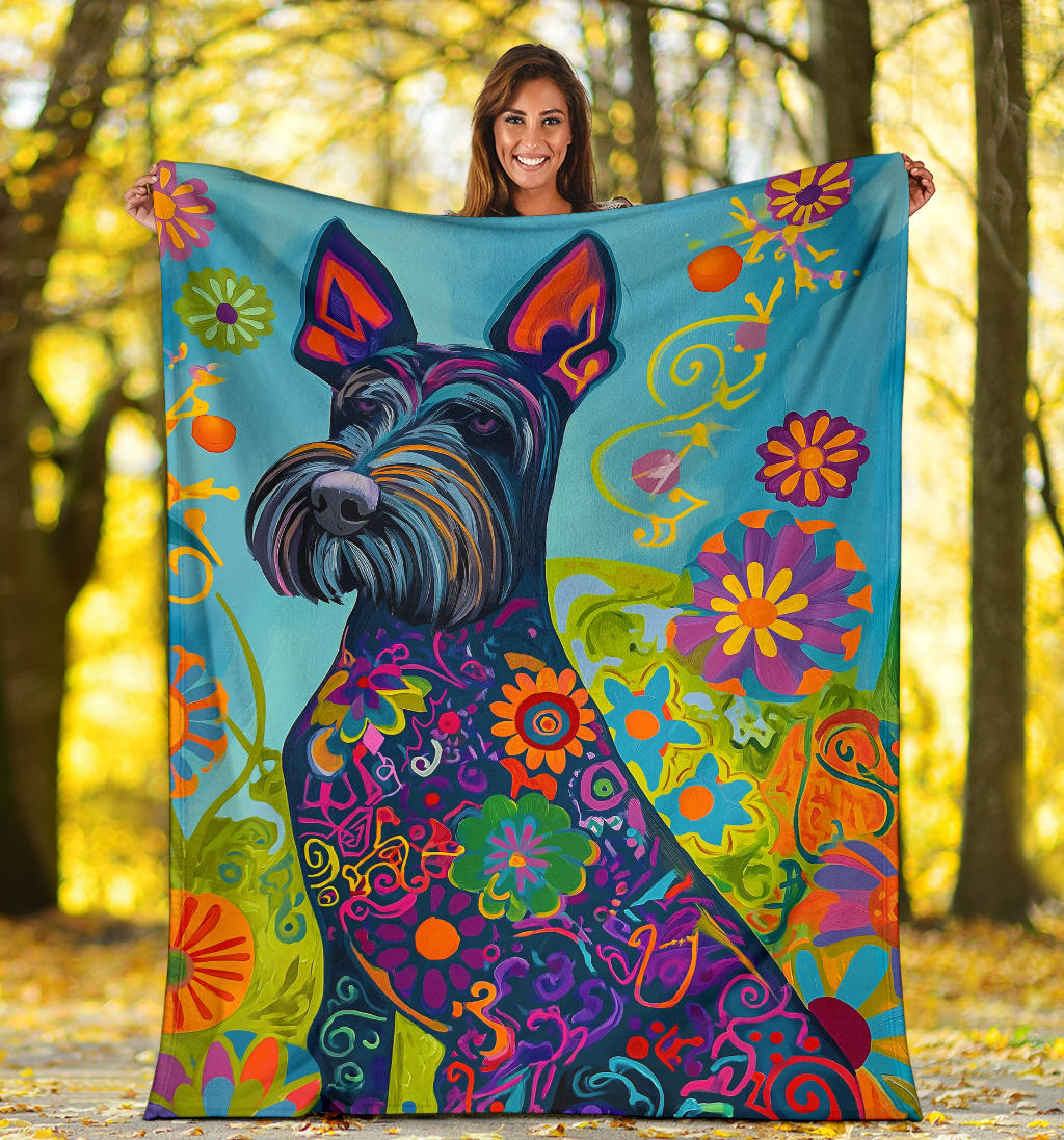 Kerry Blue Terrier Blanket, Trippy Psychedelics Kerry Blue Terrier Fleece Blanket, Kerry Blue Terrier Throw Blanket, Kerry Blue Terrier Gifts