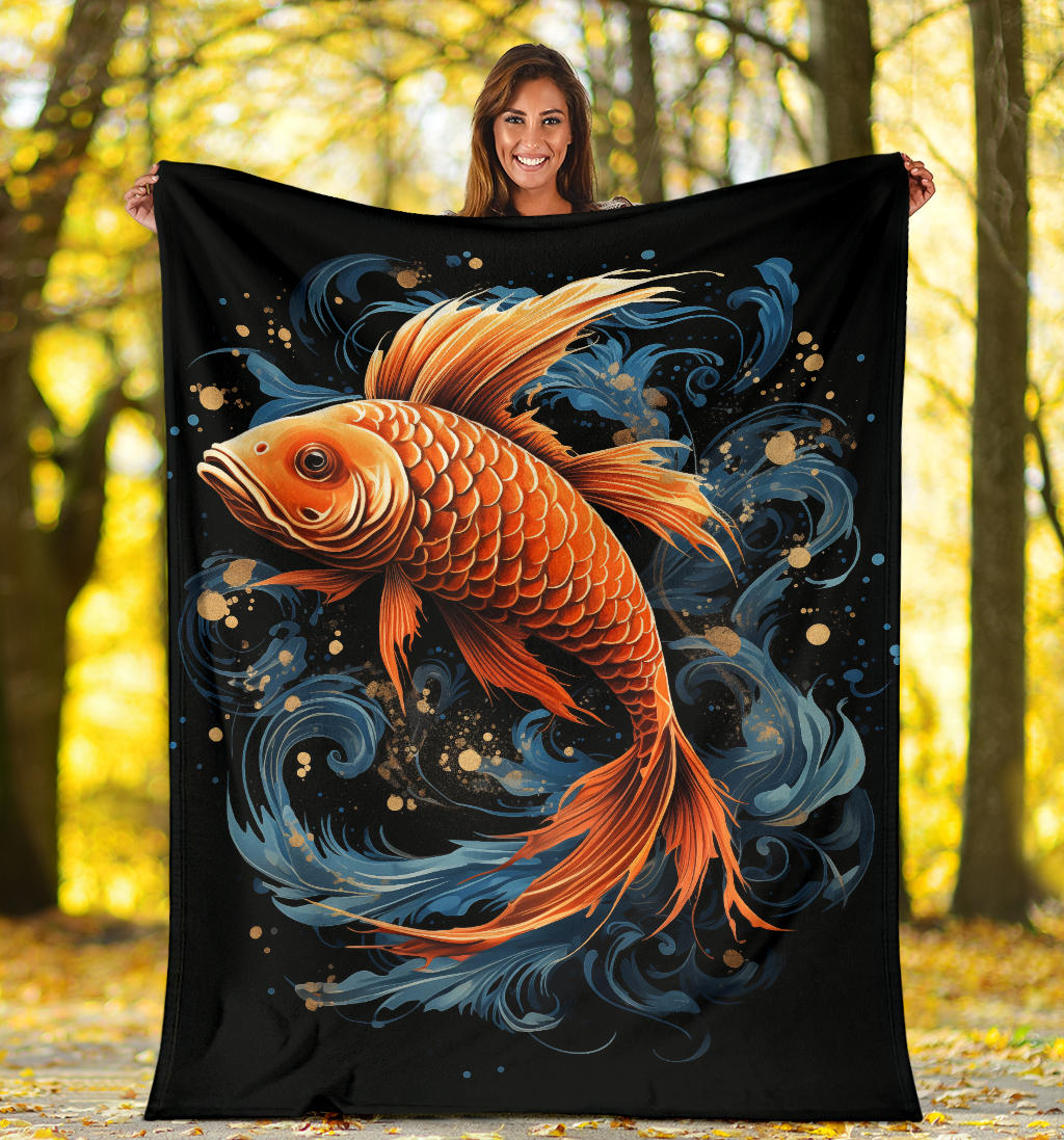 Fish Zodiac Blanket, Pisces Zodiac Gifts, Fish Zodiac Throw Blanket, Fish Zodiac Sign Fleece Blanket