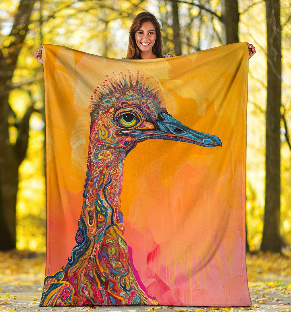 Emu Blanket, Trippy Psychedelics Emu Fleece Blanket, Emu Throw Blanket, Emu Gifts