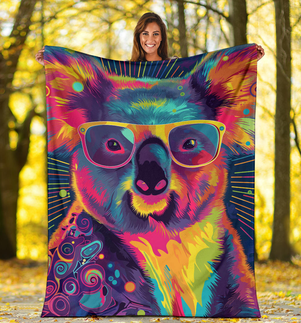 Koala animal Blanket, Trippy Psychedelics Koala animal Fleece Blanket, Koala animal Throw Blanket, Koala animal Gifts