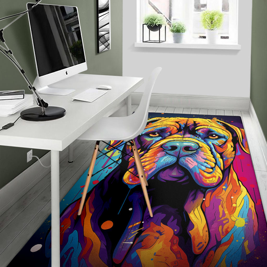 Bullmastiff Area Rug, Bullmastiff Trippy Rug, Bullmastiff Gifts, Bullmastiff Decor