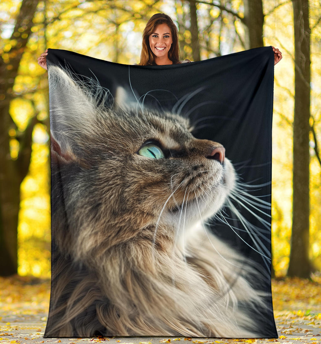 Norwegian Forest Cat Blanket, Trippy Psychedelics Norwegian Forest Cat Fleece Blanket, Norwegian Forest Cat Throw Blanket, Norwegian Forest Cat Gifts