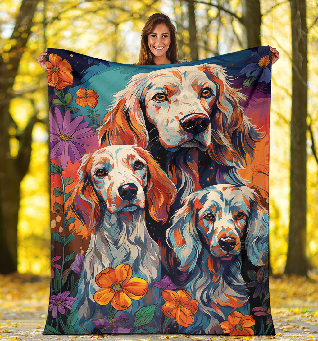 English Setter Blanket, Trippy Psychedelics English Setter Fleece Blanket, English Setter Throw Blanket, English Setter Gifts