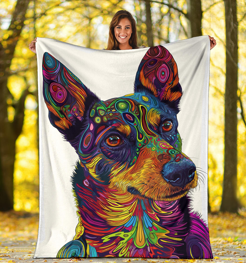 Lancashire Heeler Dog Blanket, Trippy Psychedelics Lancashire Heeler Dog Fleece Blanket, Lancashire Heeler Dog Throw Blanket, Lancashire Heeler Dog Gifts