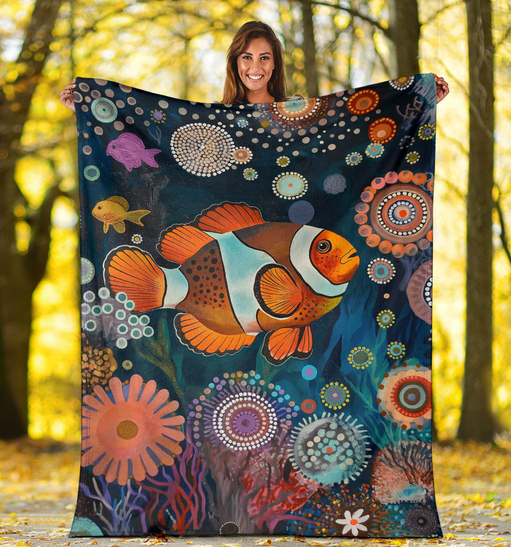 Clownfish Blanket, Trippy Psychedelics Clownfish Fleece Blanket, Clownfish Throw Blanket, Clownfish Gifts